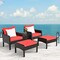 Costway 5 PCS Patio Rattan Furniture Set Sofa Ottoman Table w/Cushion Garden Red